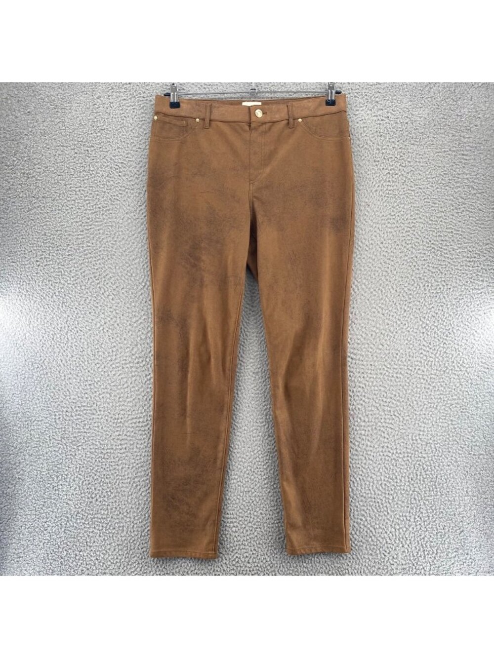 Chicos Jeans Womens 1.5 US 10 Brown Faux Suede Skinny Stretch Jeggings Pockets